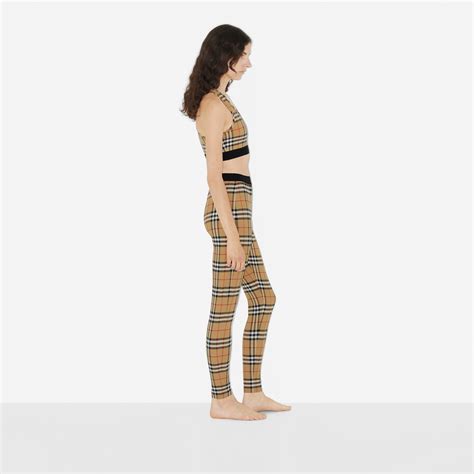 burberry tartan leggin|Check Stretch Jersey Leggings in Archive beige.